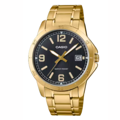 Casio General MTP-V004G-1B Gold Stainless Steel Band Men Watch